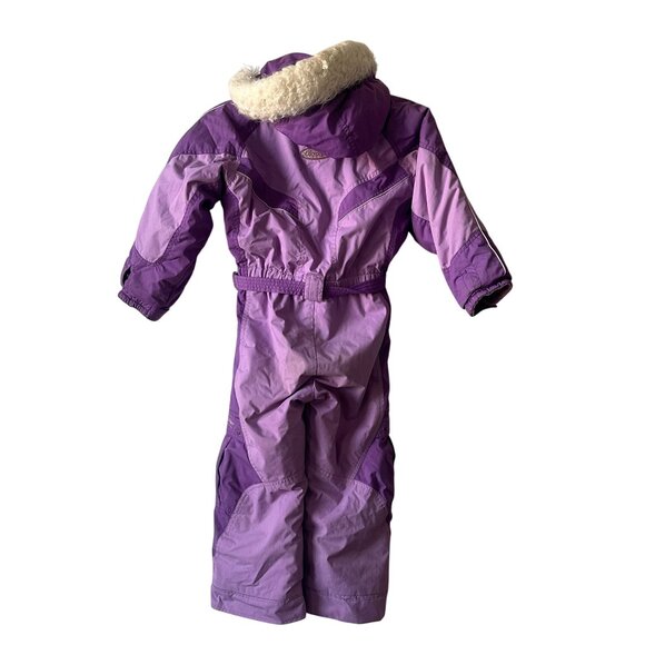Obermeyer Stargazer Kids Ski Suit Size 5 Purple Belted Insulated Winter Snowsuit - Picture 2 of 16